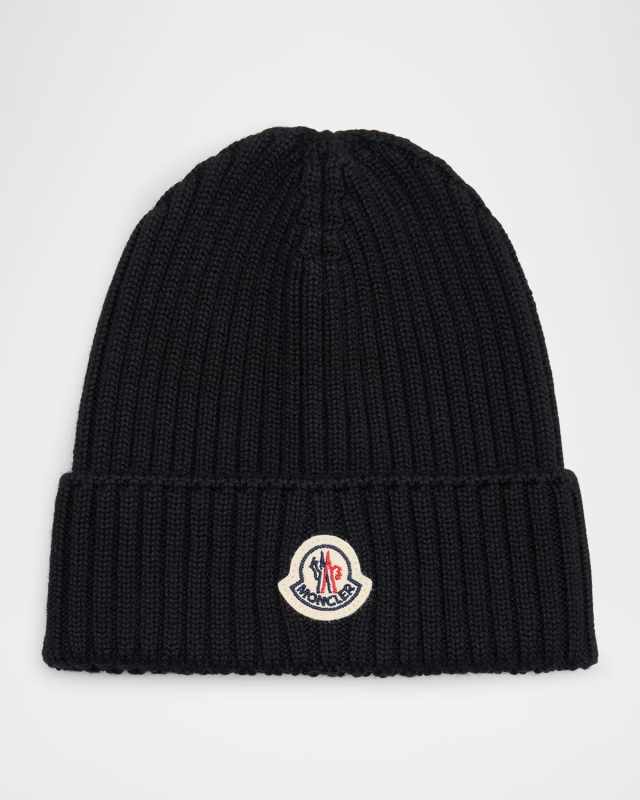 Kid's Logo Rib-Knit Wool Beanie